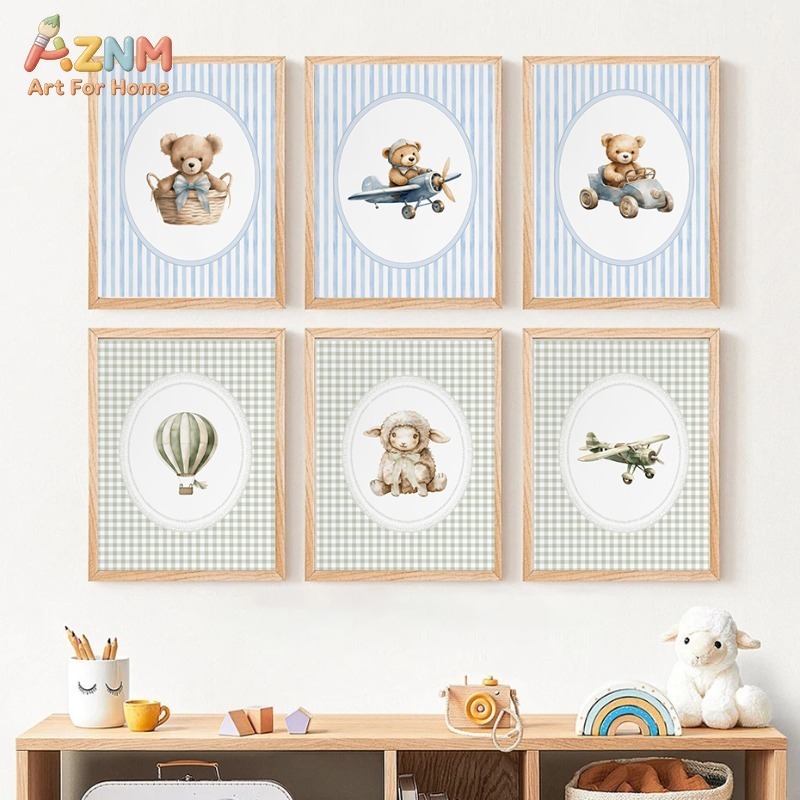 Baby Nursery Furniture Sets - Sulu Boya Ayıcık Çocuk Odası Duvar