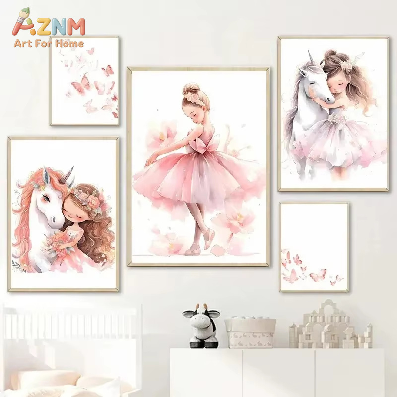 Baby Unicorn Nursery - 1 adet, pembe balerin kız tek