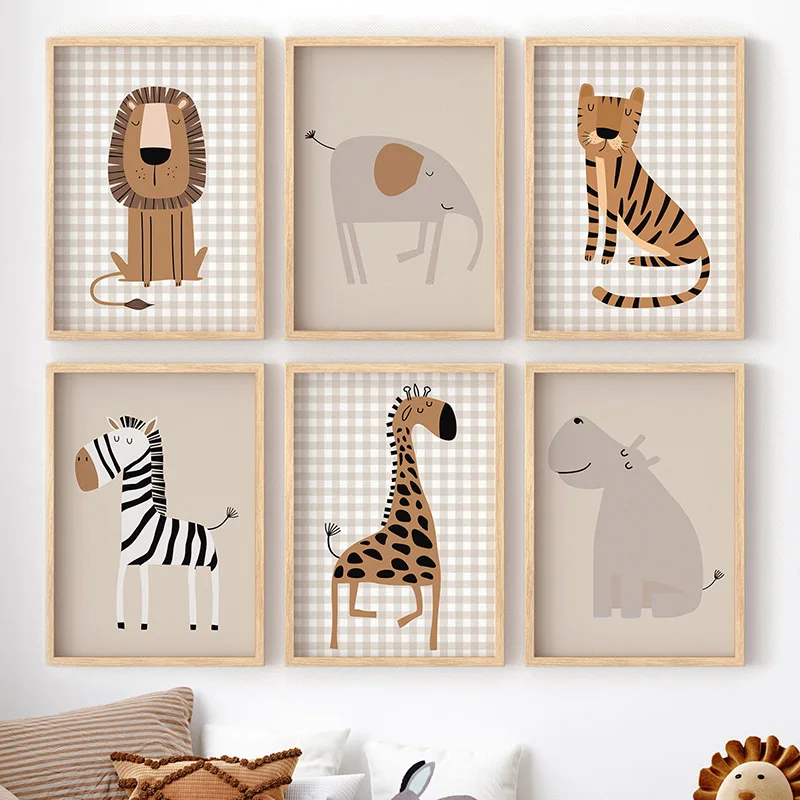 Baby Nursery Jungle - (Çerçeve yok) Aslan Kaplan Fil Zürafa