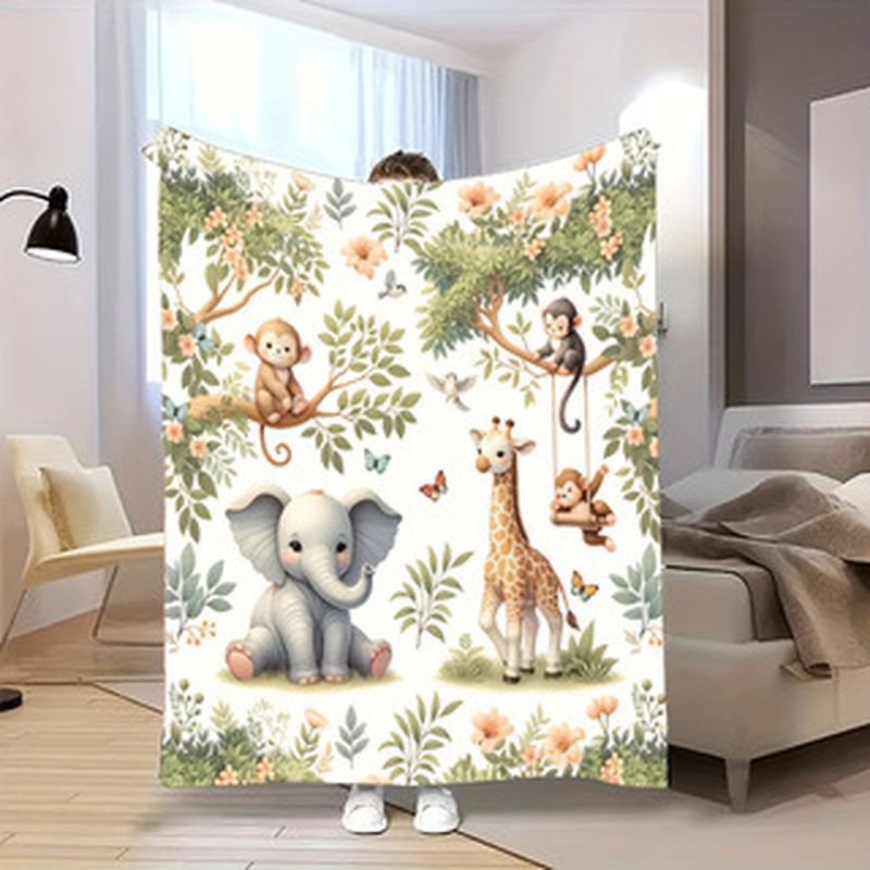 Baby Nursery Jungle - VIKAMA Suluboya Orman Hayvan Bebek Battaniyesi