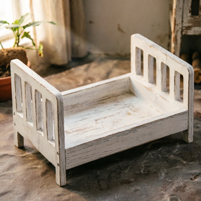 Baby Nursery Bed - Bebek Poz Verme Koltuğu Retro Ahşap