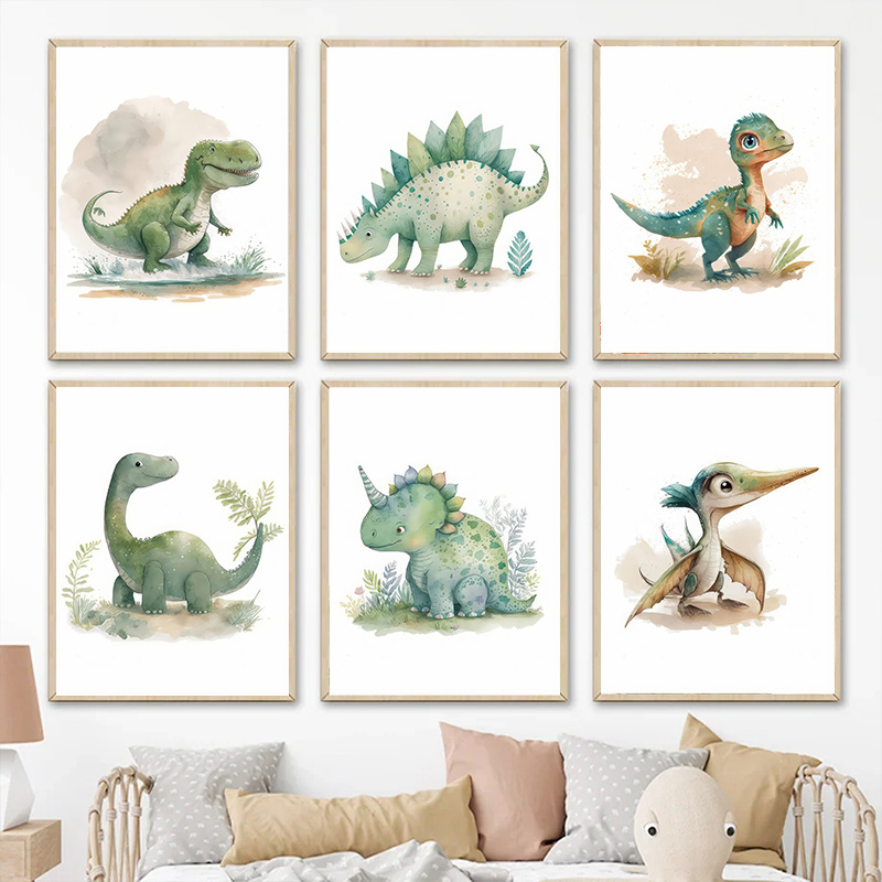 Baby Nursery Jungle - Karikatür Dinozor Orman Kawaii Dino Bebek