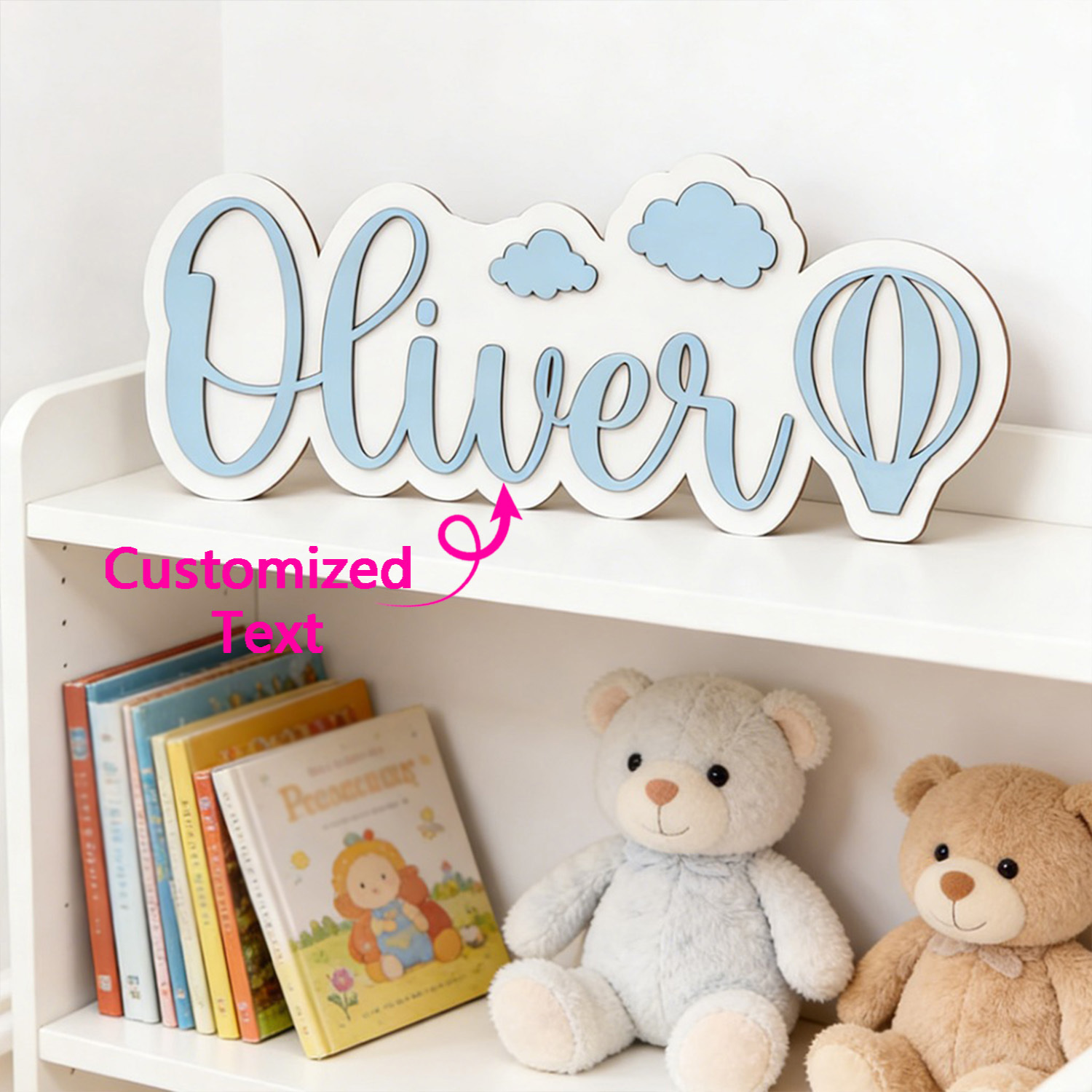 Baby Nursery Sign - Kişiye Özel Sıcak Hava Balonu ve