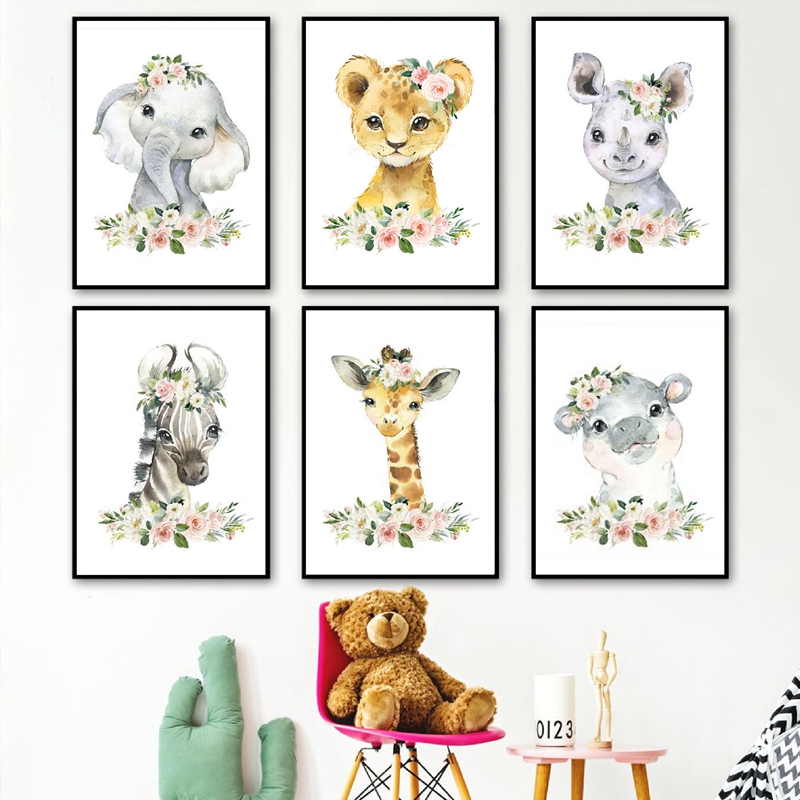 Çiçek Orman Hayvanları Kanvas  - Baby Nursery Jungle incelemesi ve fiyatı