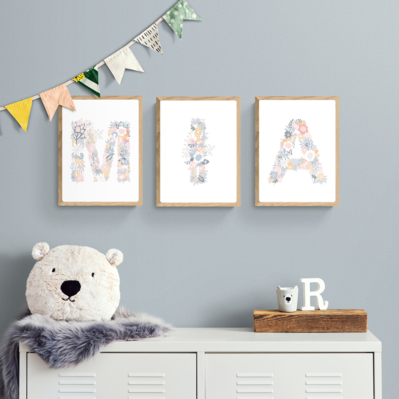 1 adet çerçevesiz çiçek alfabe - Baby Unicorn Nursery incelemesi ve fiyatı