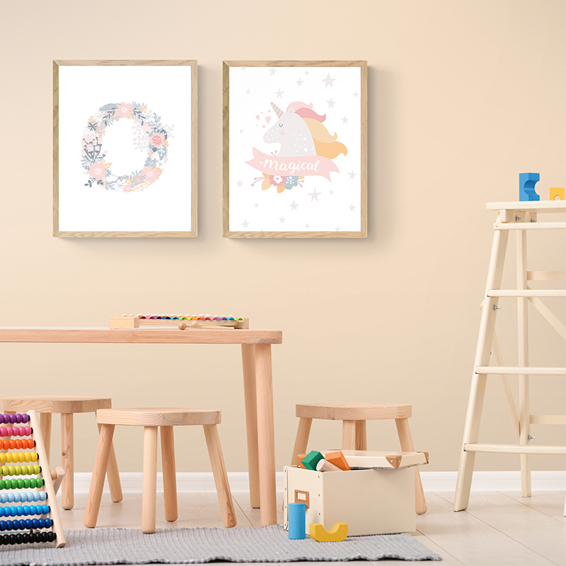 1 adet çerçevesiz çiçek alfabe - Baby Unicorn Nursery incelemesi ve fiyatı