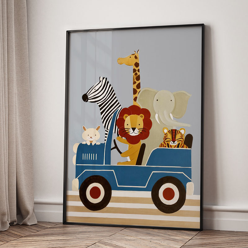 Komik Karikatür Hayvan Araba B - Baby Nursery Fabric incelemesi ve fiyatı