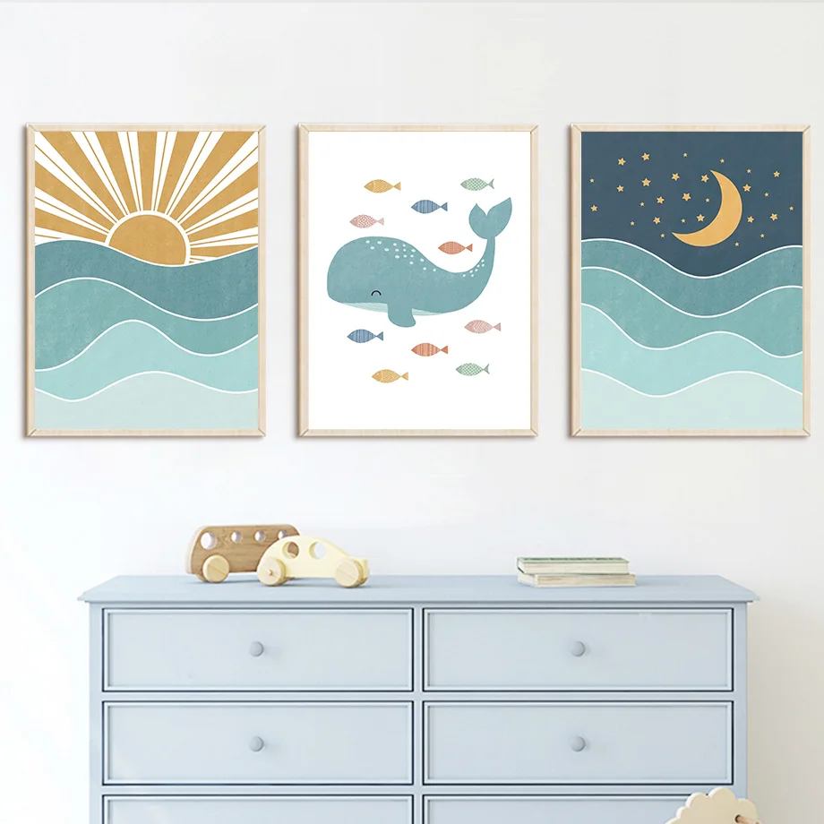 1 adet çerçevesiz Balık Balina - Baby Nursery Ocean incelemesi ve fiyatı
