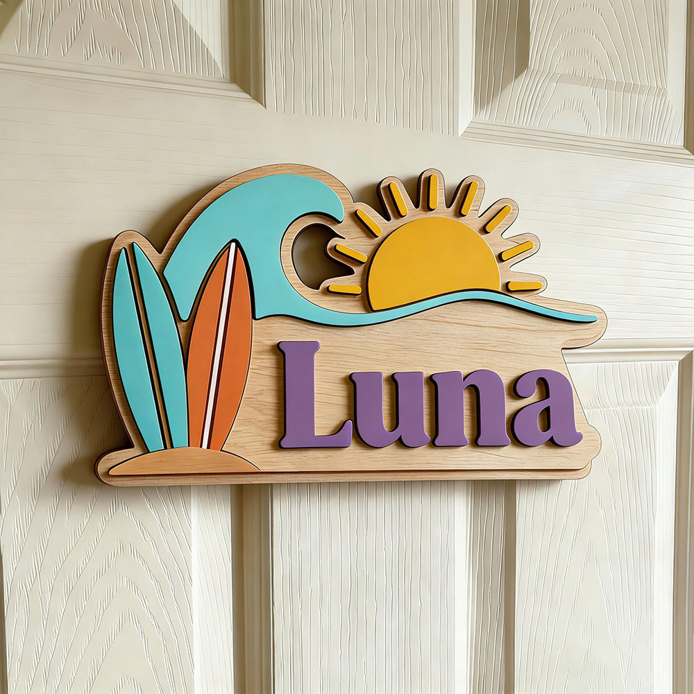 Özel Plaj Dalgası Sörf Tahtası - Baby Nursery Sign incelemesi ve fiyatı