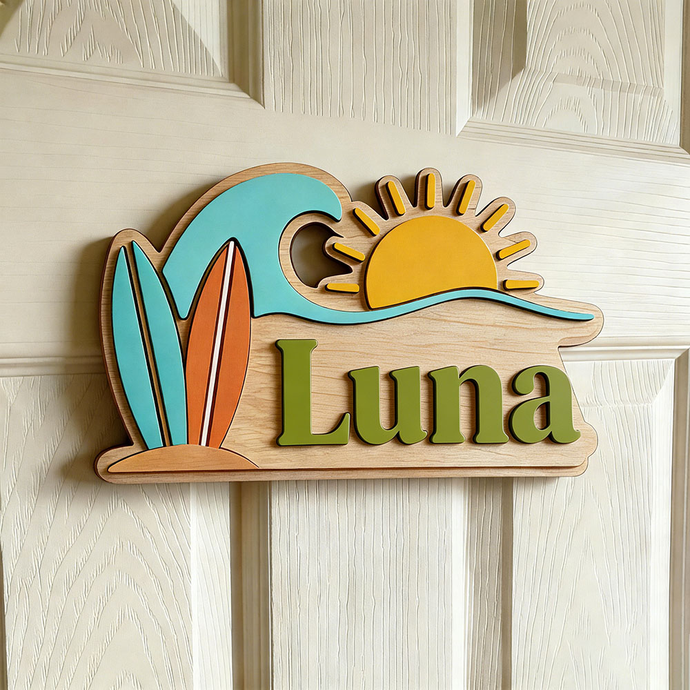 Özel Plaj Dalgası Sörf Tahtası - Baby Nursery Sign incelemesi ve fiyatı